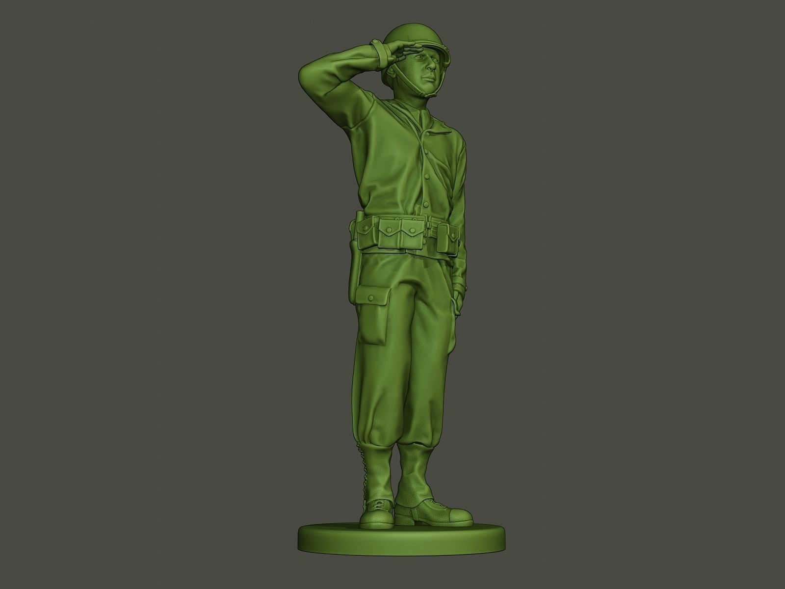 American soldier ww2 saluting A4 3D print model_12