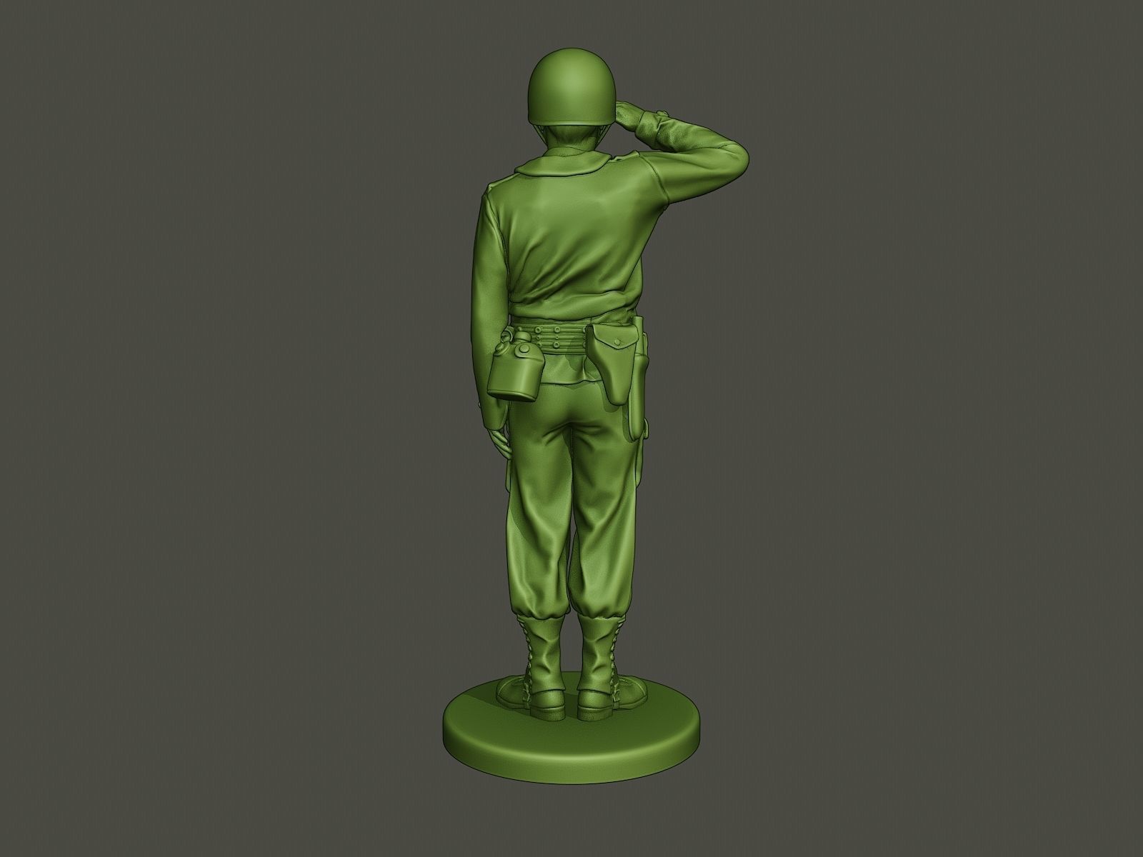 American soldier ww2 saluting A4 3D print model_5