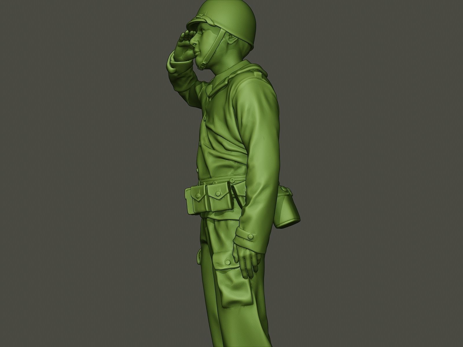American soldier ww2 saluting A4 3D print model_16