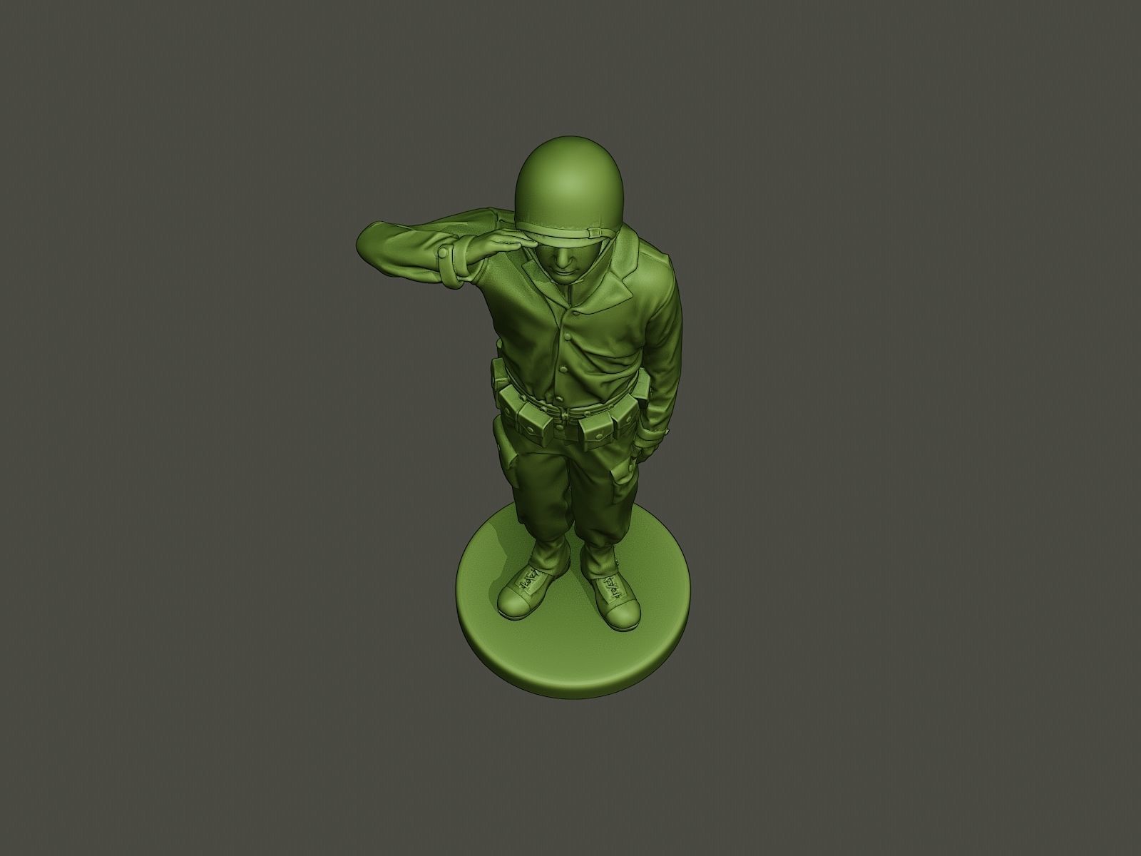 American soldier ww2 saluting A4 3D print model_13