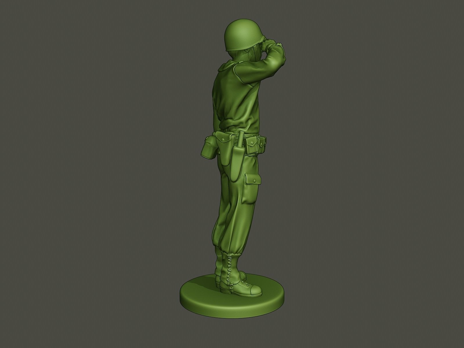 American soldier ww2 saluting A4 3D print model_7