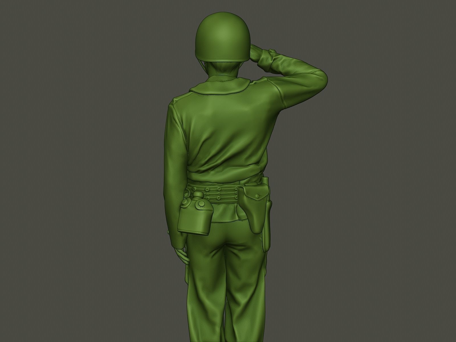 American soldier ww2 saluting A4 3D print model_20