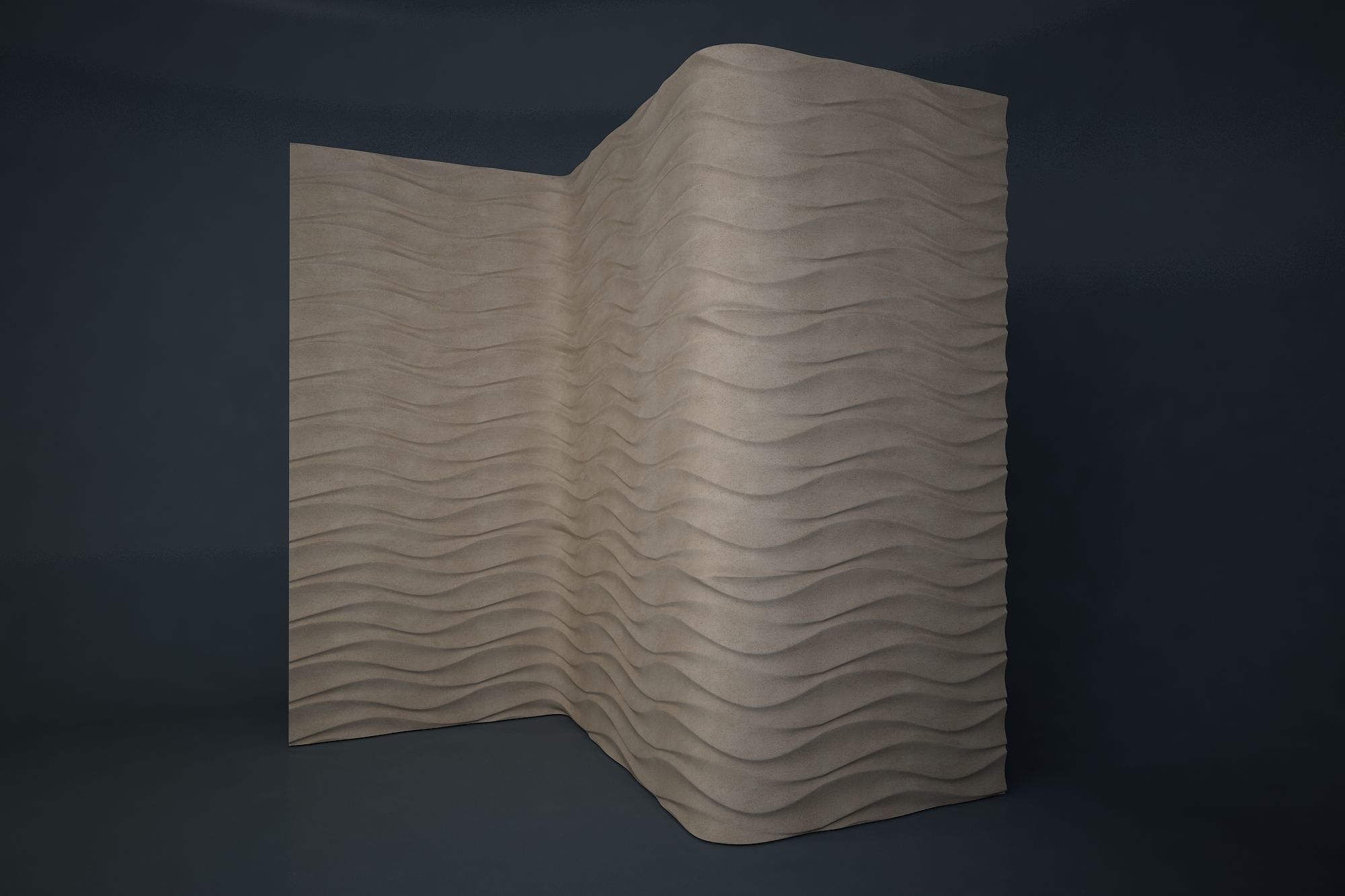 05 WAVES PATTERN WALL Low-poly 3D model_1