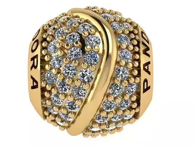 PANDORA charm gold with diamonds 3D print model