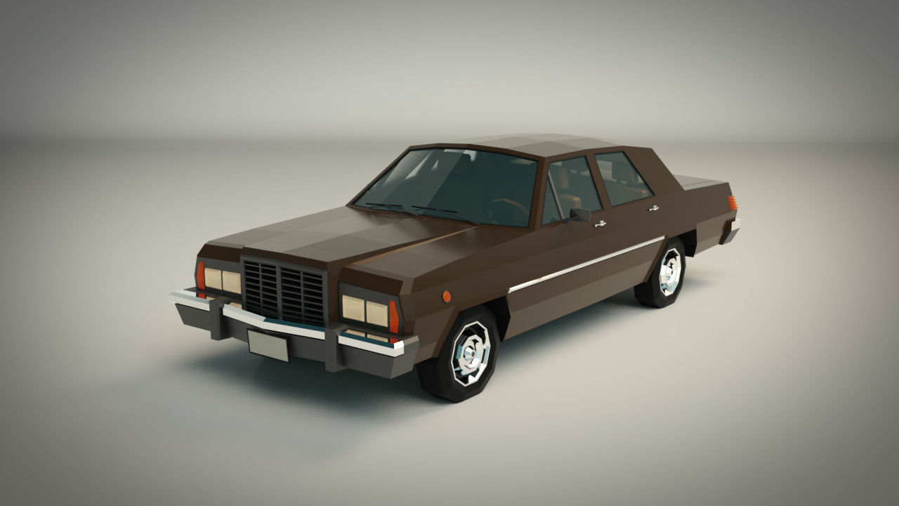 Low Poly Sedan Car 04 Low-poly 3D model_3