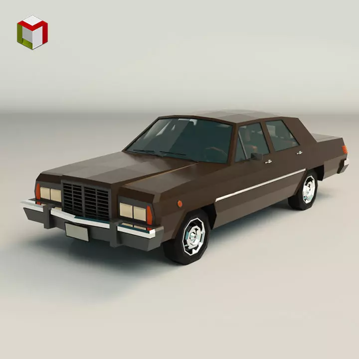 Low Poly Sedan Car 04 Low-poly 3D model_0