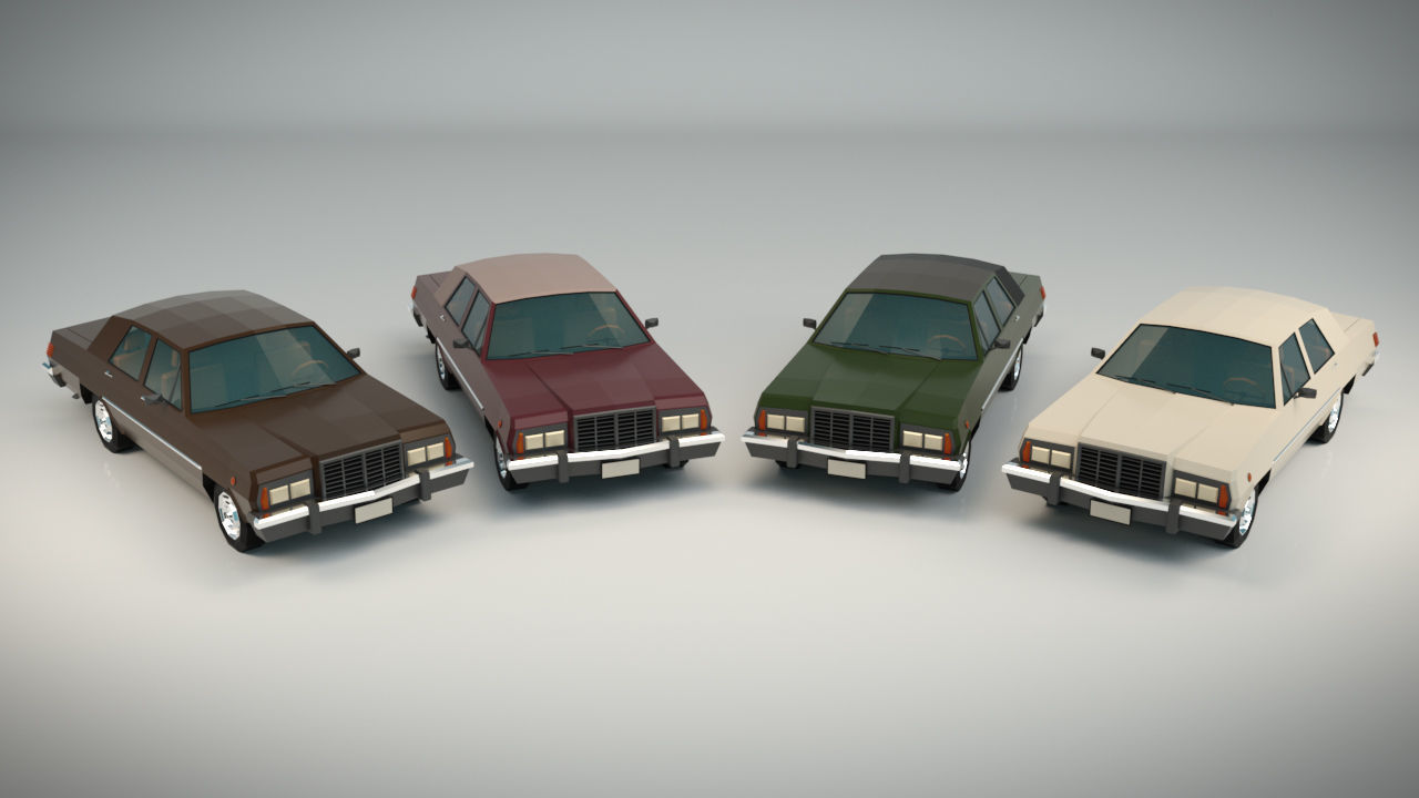Low Poly Sedan Car 04 Low-poly 3D model_2