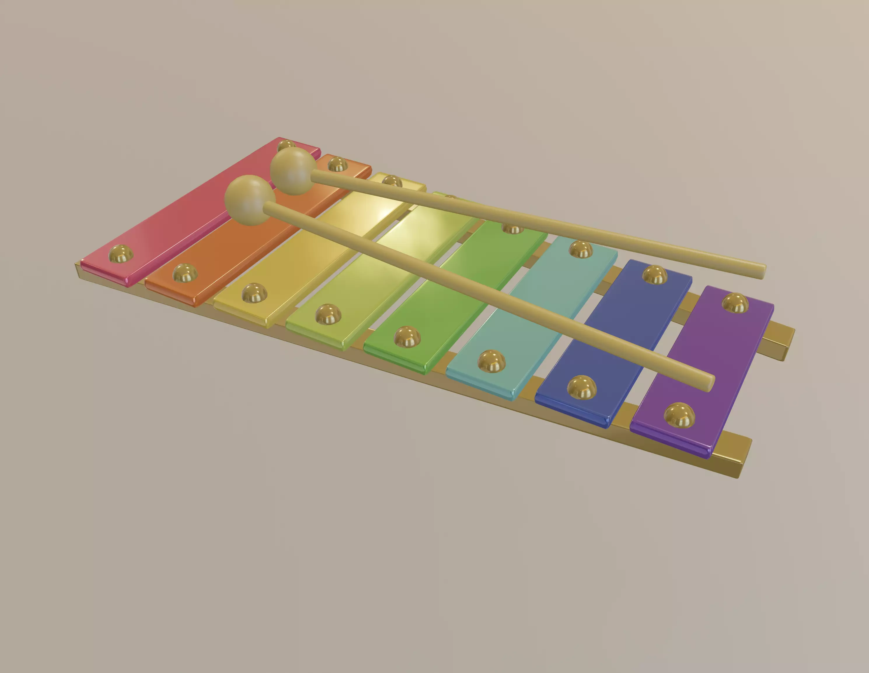 Xylophone Low-poly 3D model