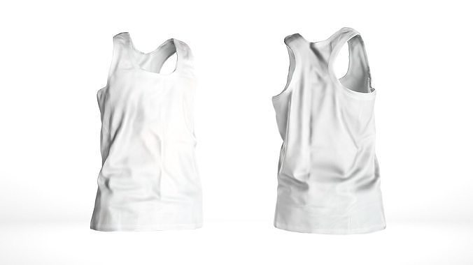 Basic white male tank top  Low-poly 3D model