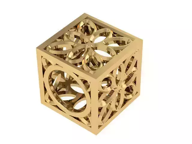 PANDORA gold cube with intricate design 3D print model