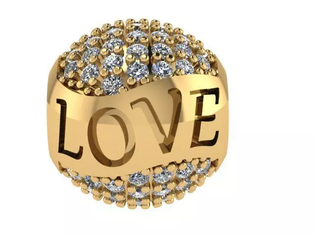 PANDORA love charm gold with diamonds 3D print model