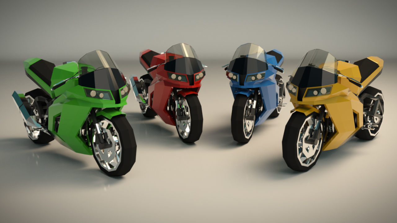 Low Poly Motorcycle 04 Low-poly 3D model_2