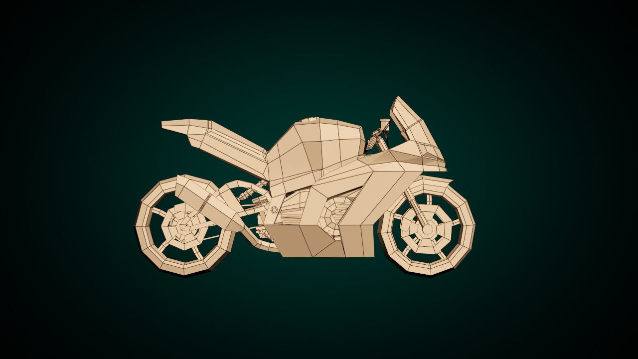 Low Poly Motorcycle 04 Low-poly 3D model_11