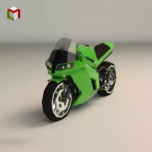 Low Poly Motorcycle 04 Low-poly 3D model