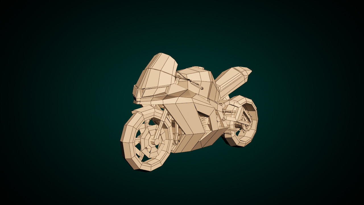 Low Poly Motorcycle 04 Low-poly 3D model_9