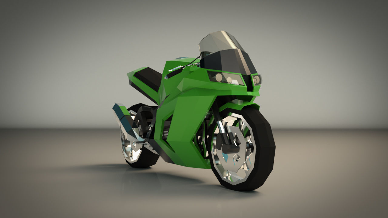 Low Poly Motorcycle 04 Low-poly 3D model_7