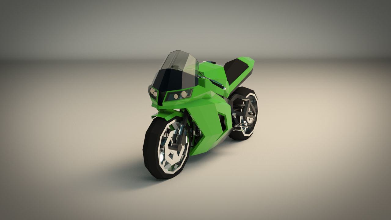Low Poly Motorcycle 04 Low-poly 3D model_3