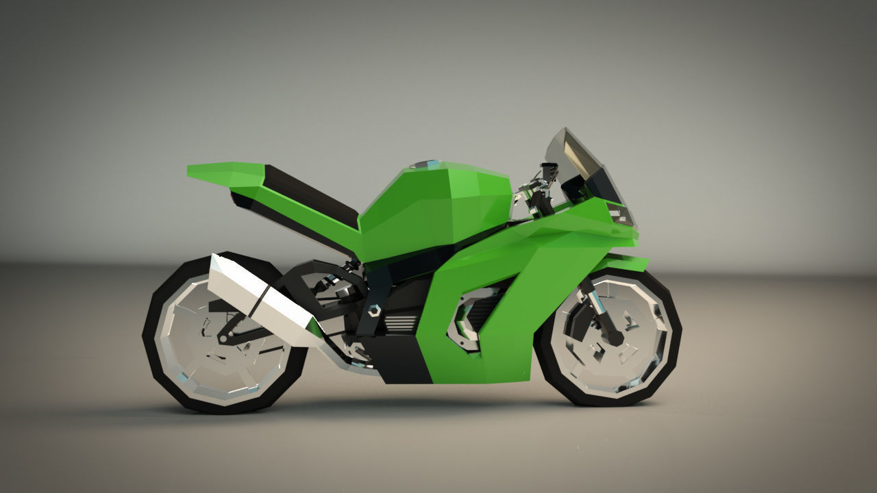 Low Poly Motorcycle 04 Low-poly 3D model_8