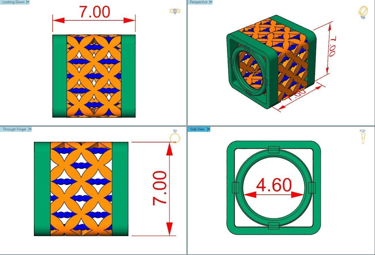 PANDORA cube ring gold 3D print model_2