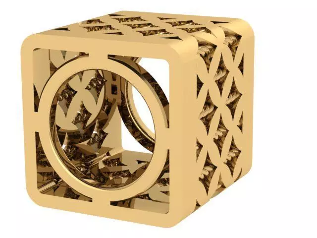 PANDORA cube ring gold 3D print model_0