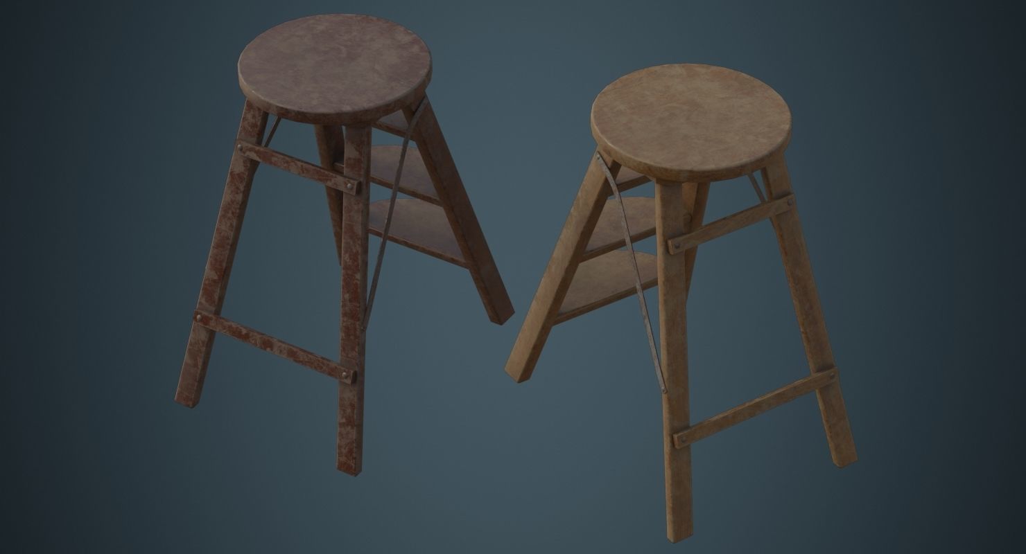 Step Ladder 2B Low-poly 3D model_1