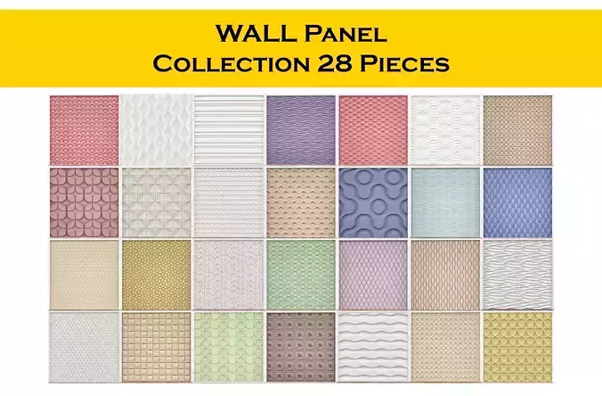 WALL Panel Collection 28 Pieces 3d model