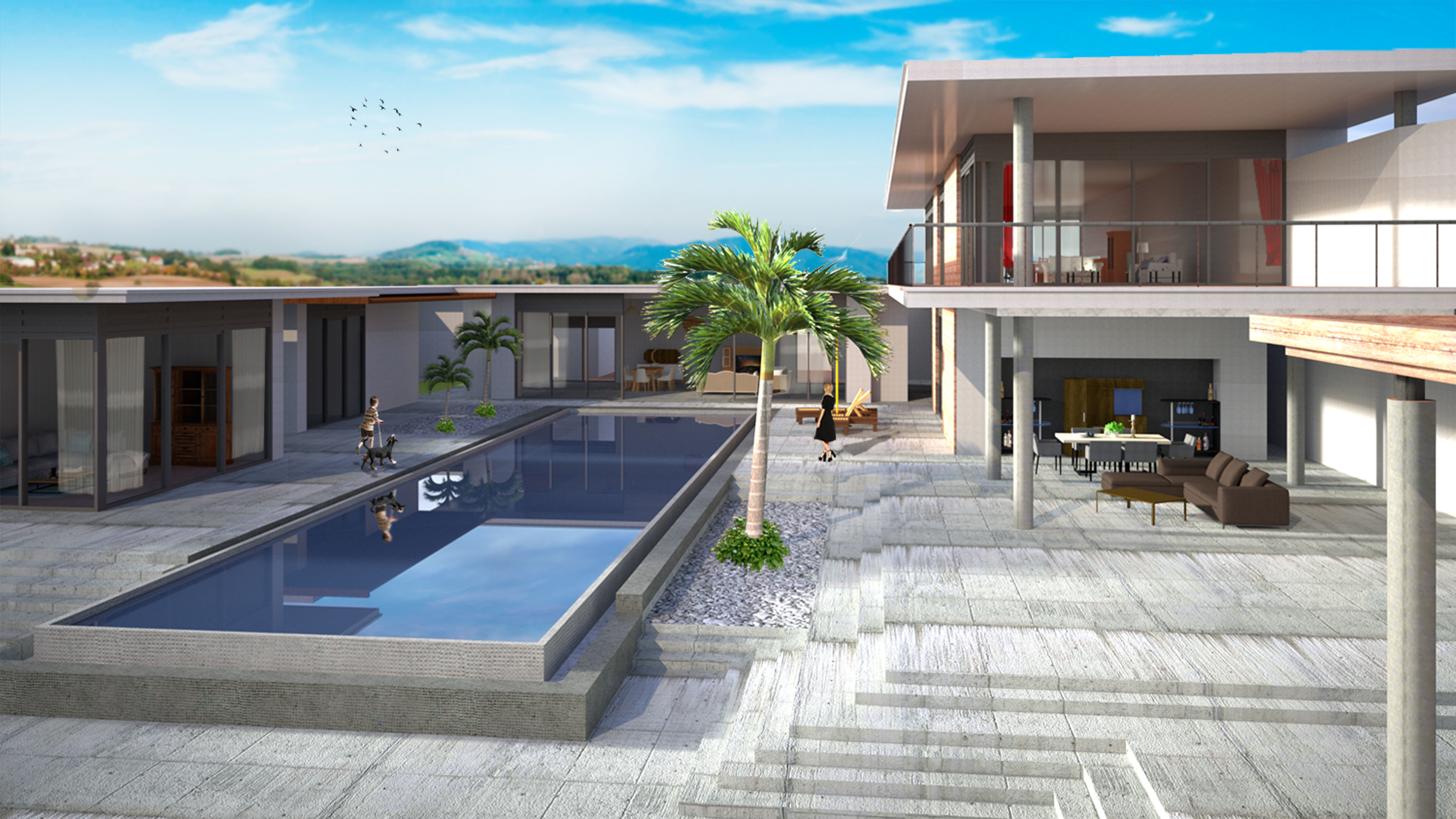 3d villa house model architecture 3D model_1