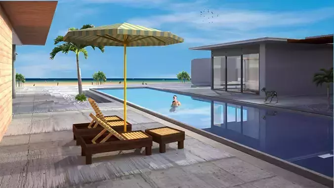 3d villa house model architecture