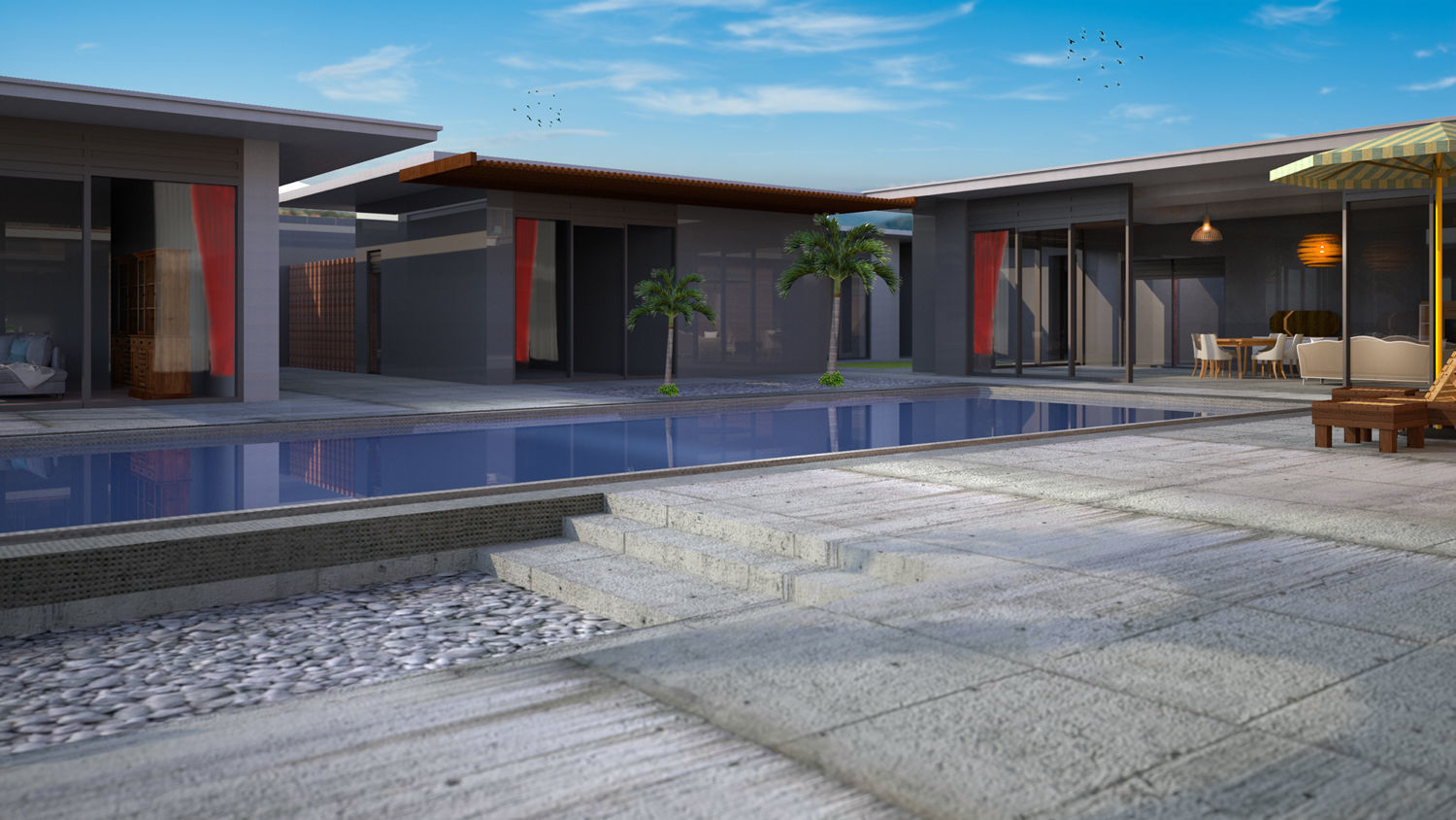 3d villa house model architecture 3D model_2