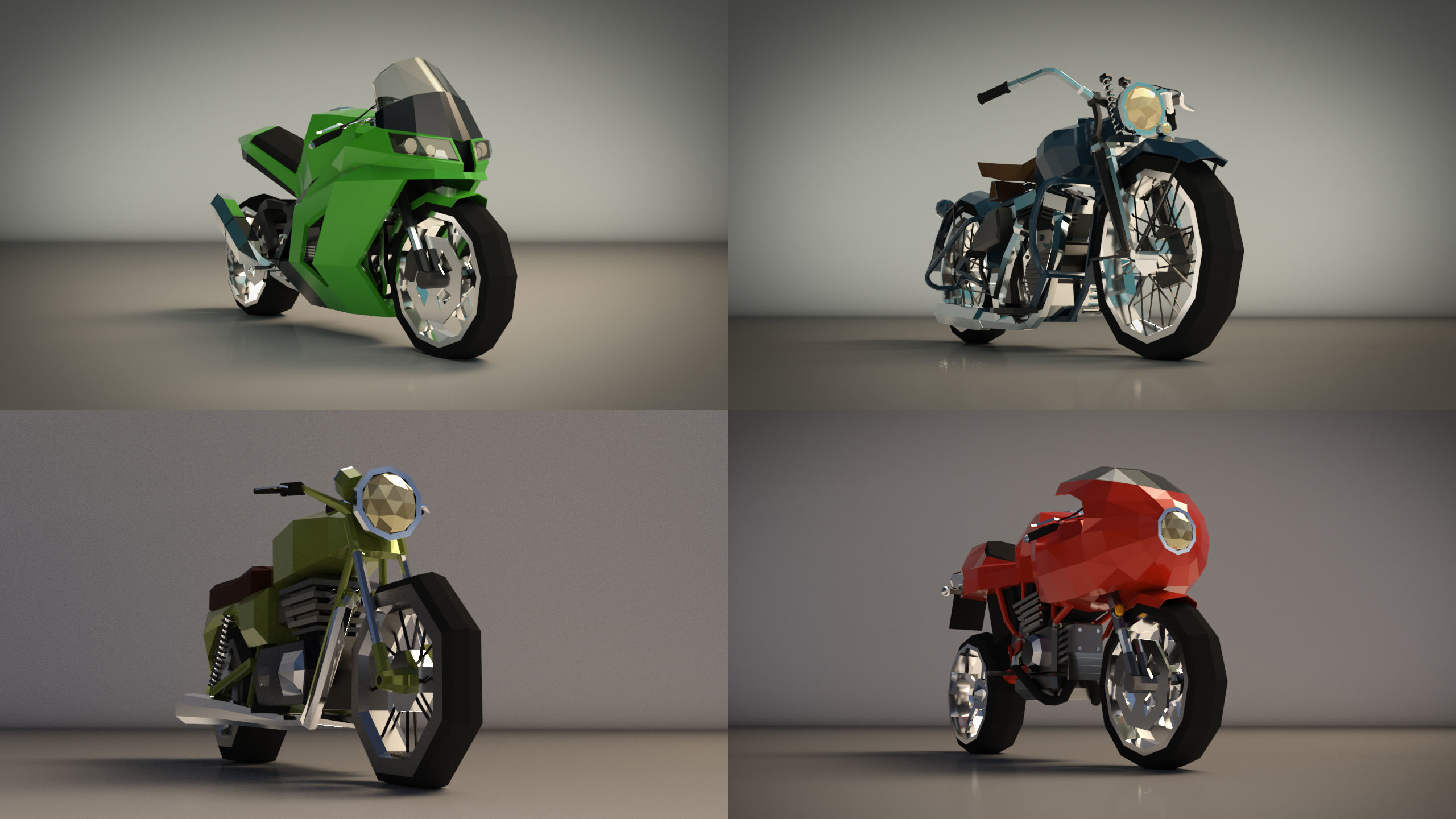 Low Poly Motorcycle Pack 01 3D Model Collection_9