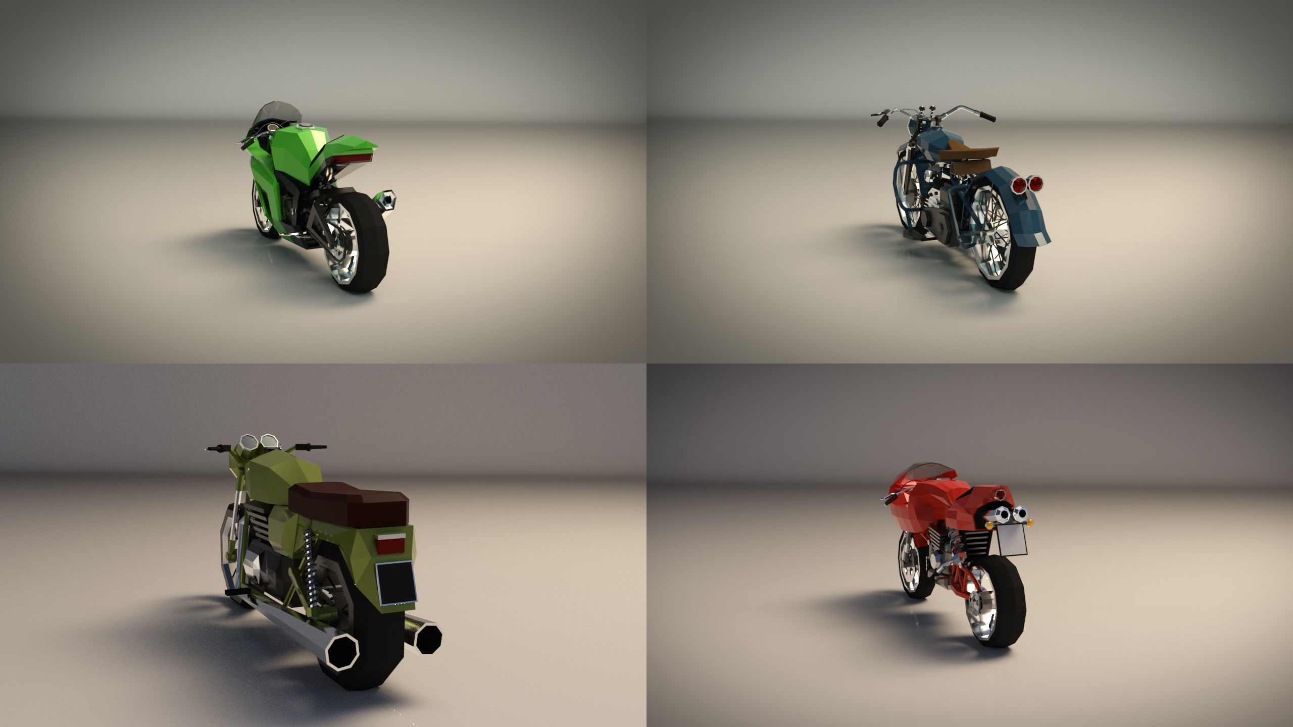 Low Poly Motorcycle Pack 01 3D Model Collection_6