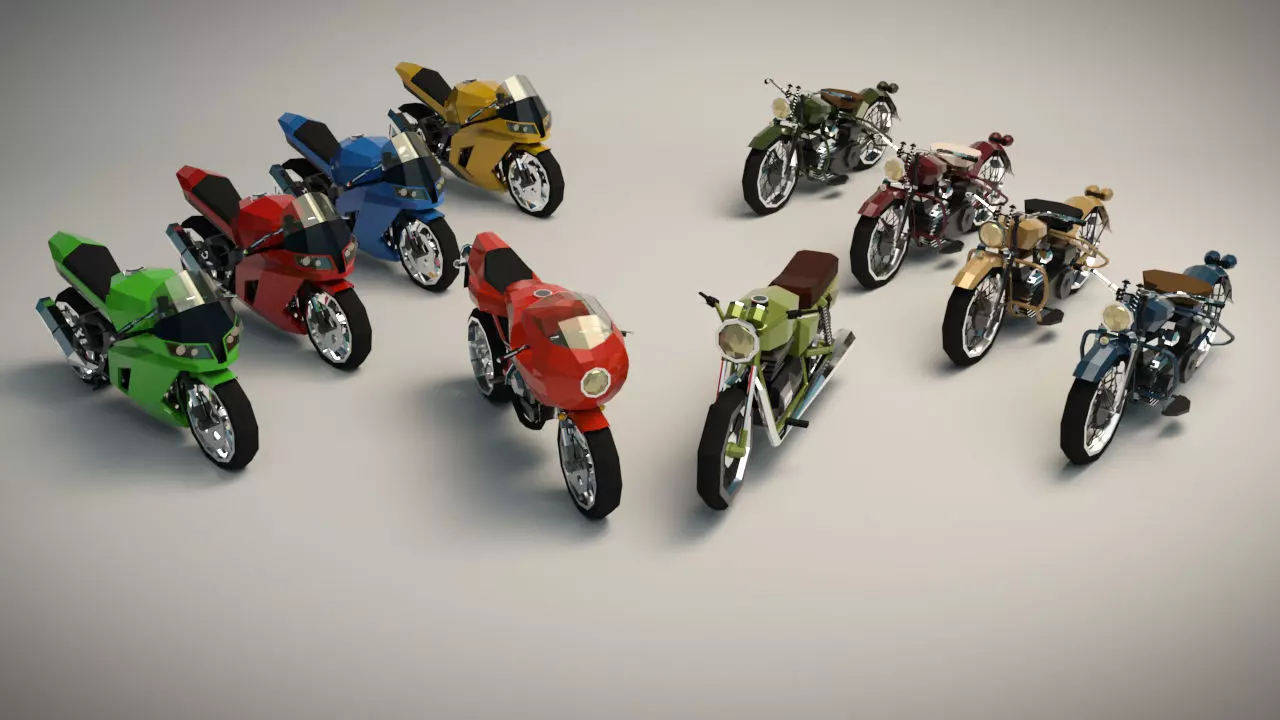 Low Poly Motorcycle Pack 01 3D Model Collection_0