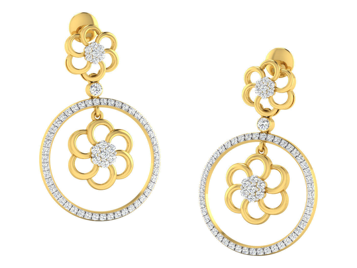 Women pendant-earrings set 3dm stl mgx render detail 3D print model_1