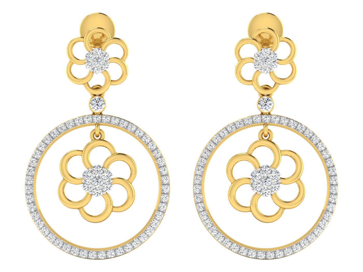 Women pendant-earrings set 3dm stl mgx render detail 3D print model_3