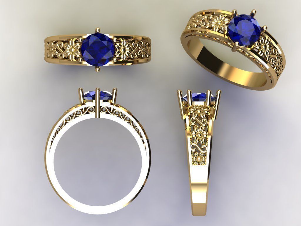 Ring Filligree and flowers 3D print model_1