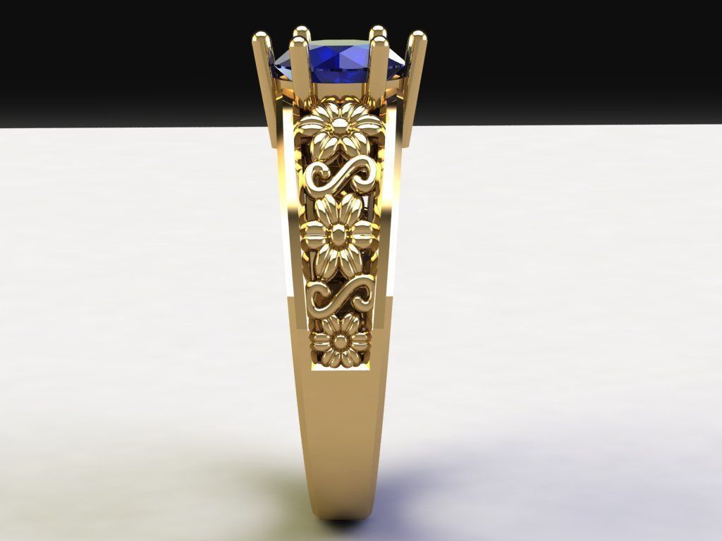 Ring Filligree and flowers 3D print model_4