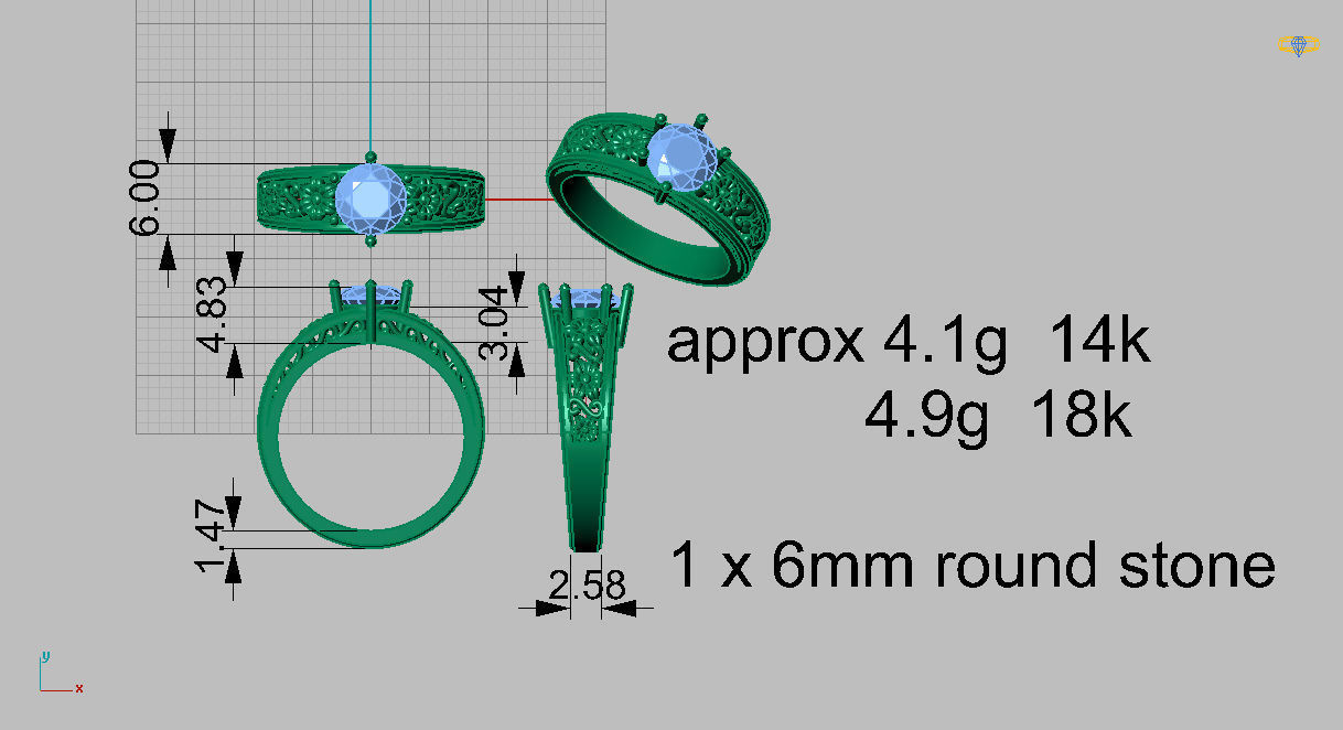 Ring Filligree and flowers 3D print model_2