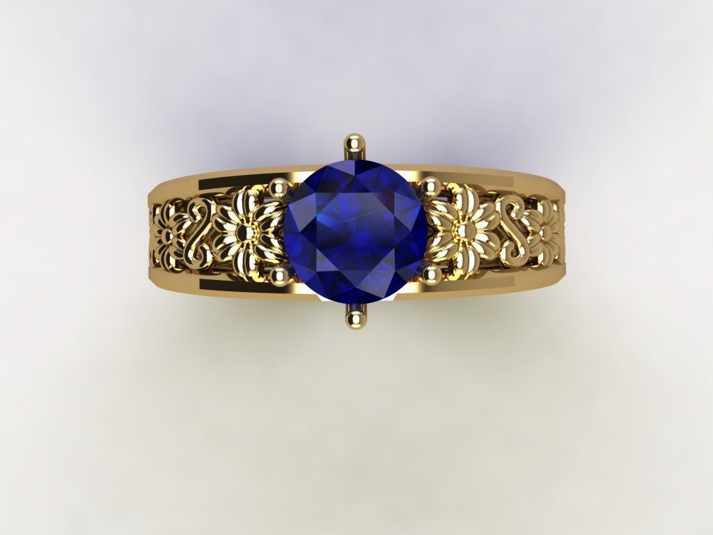 Ring Filligree and flowers 3D print model_3