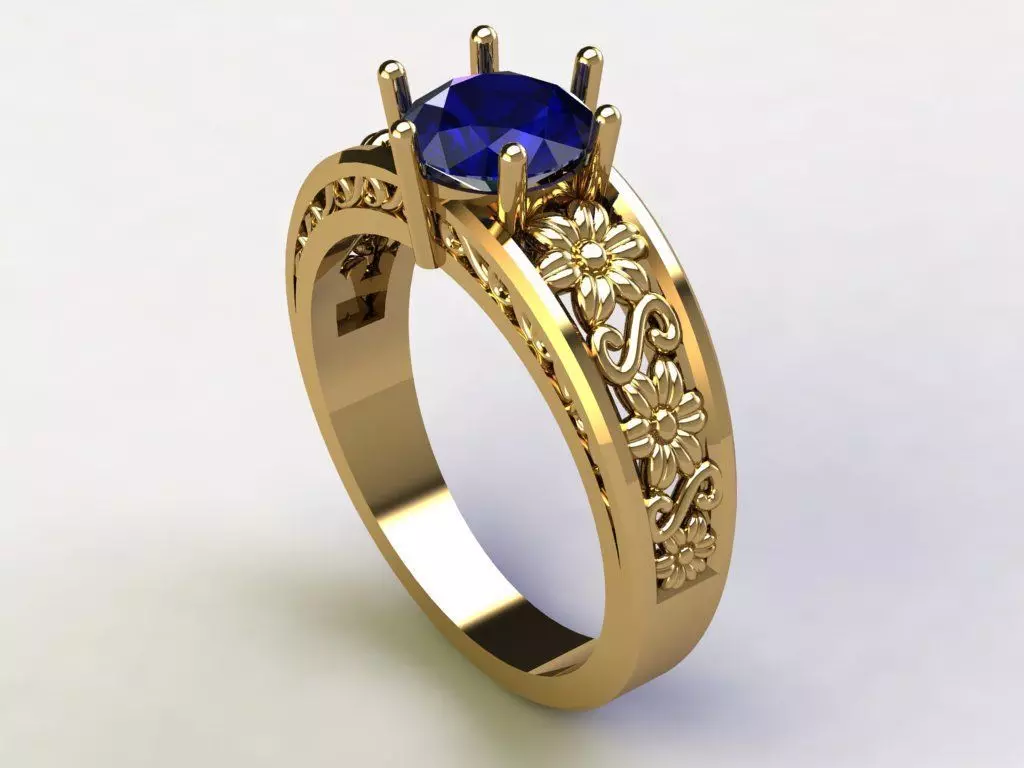 Ring Filligree and flowers 3D print model_0