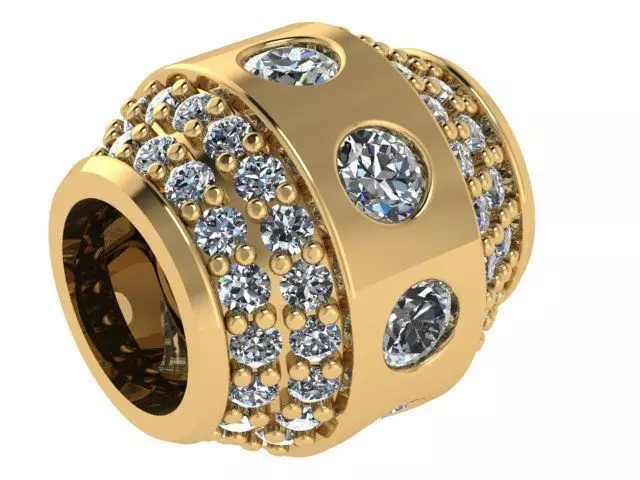 PANDORA gold bead with diamonds 3D print model_0