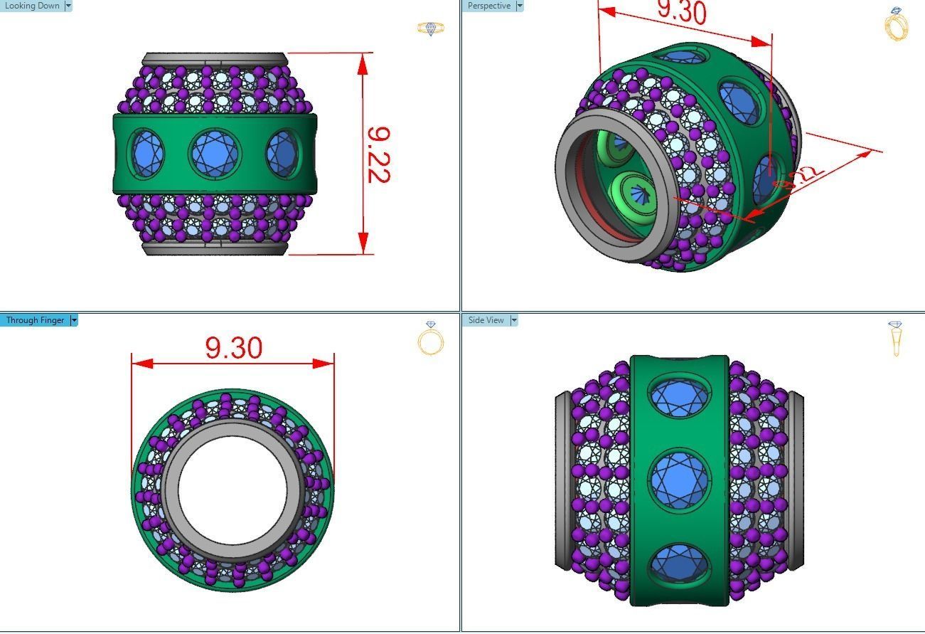 PANDORA gold bead with diamonds 3D print model_1