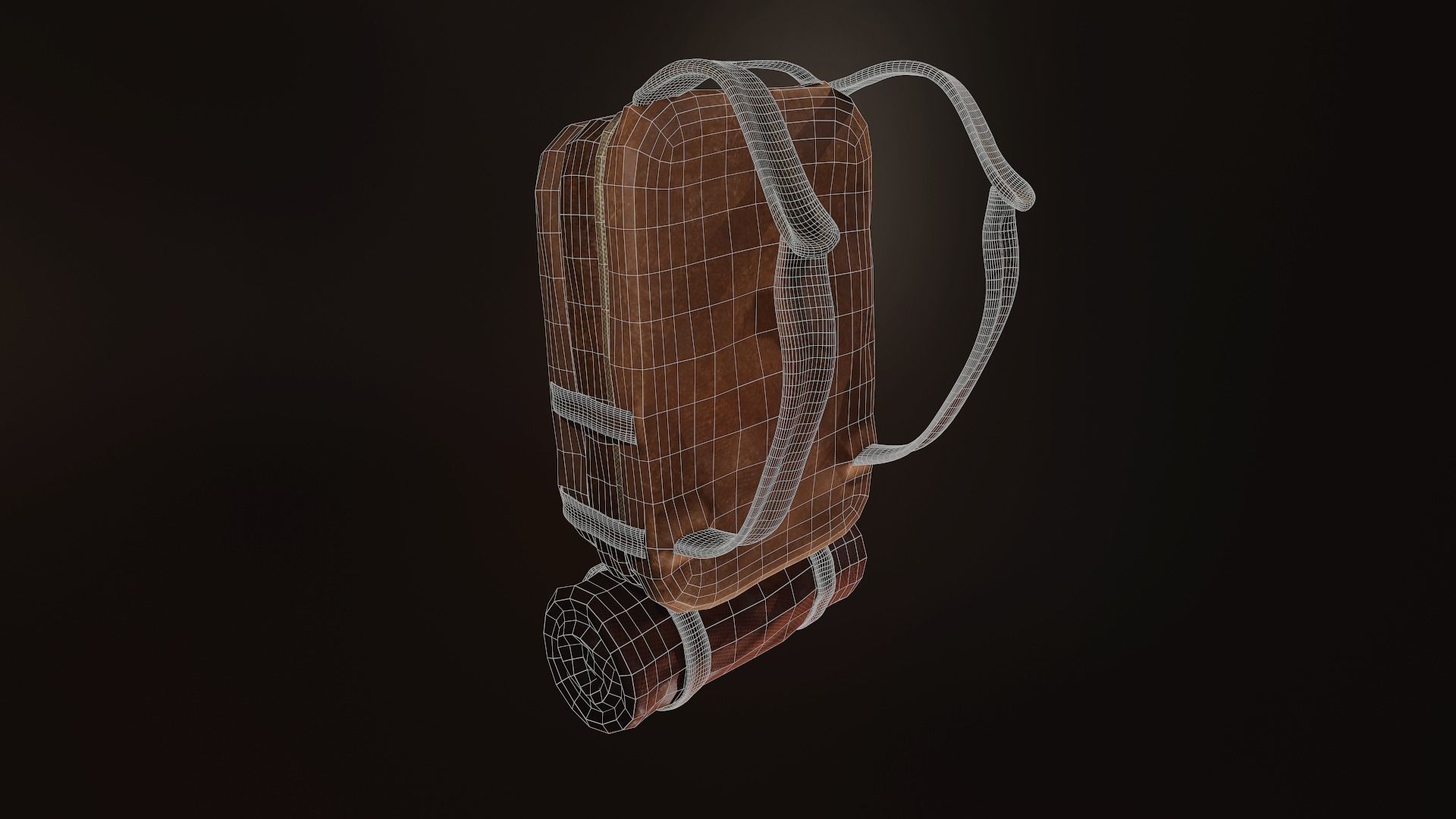 Backpack leather Low-poly 3D model_8