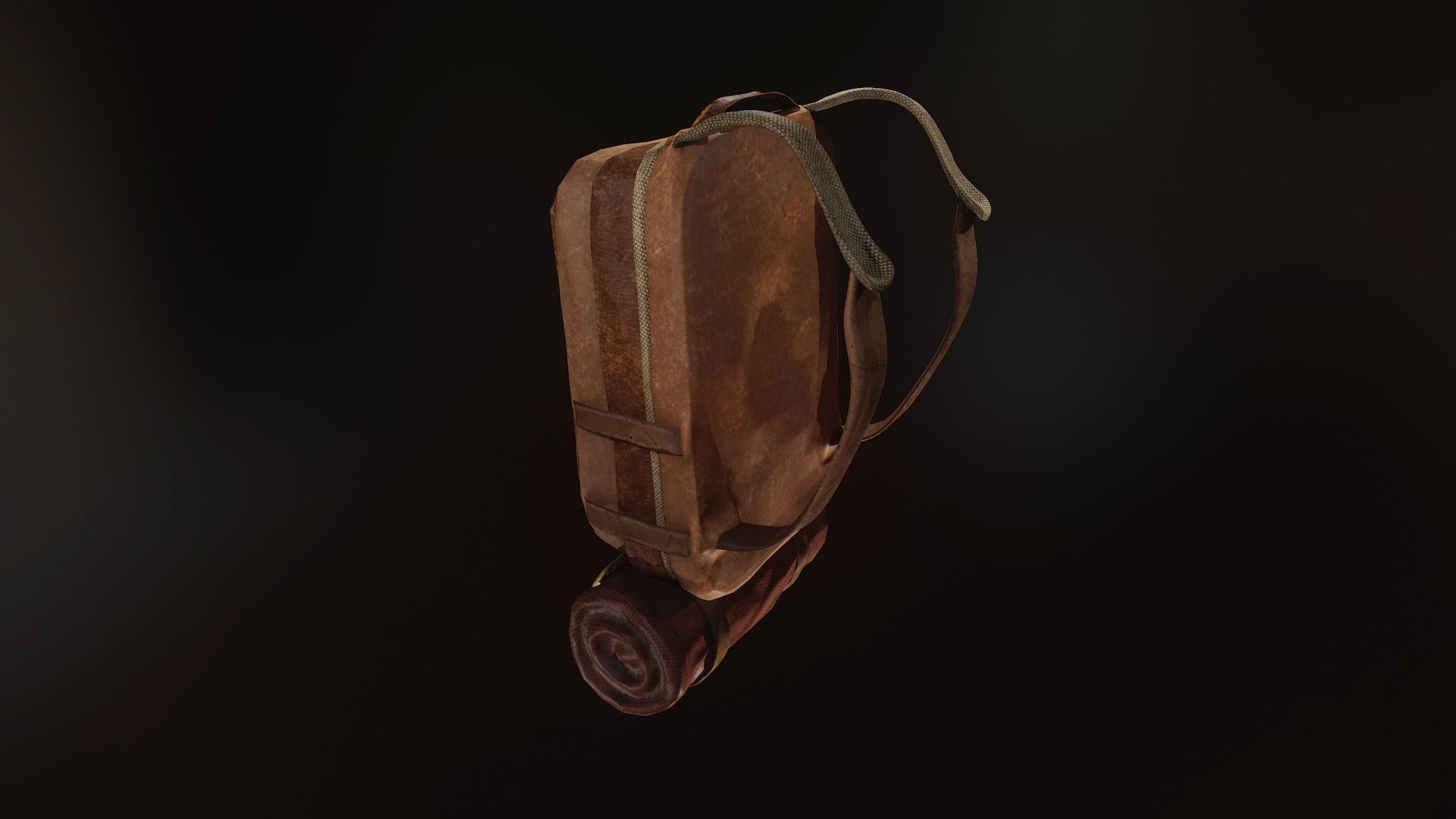 Backpack leather Low-poly 3D model_4