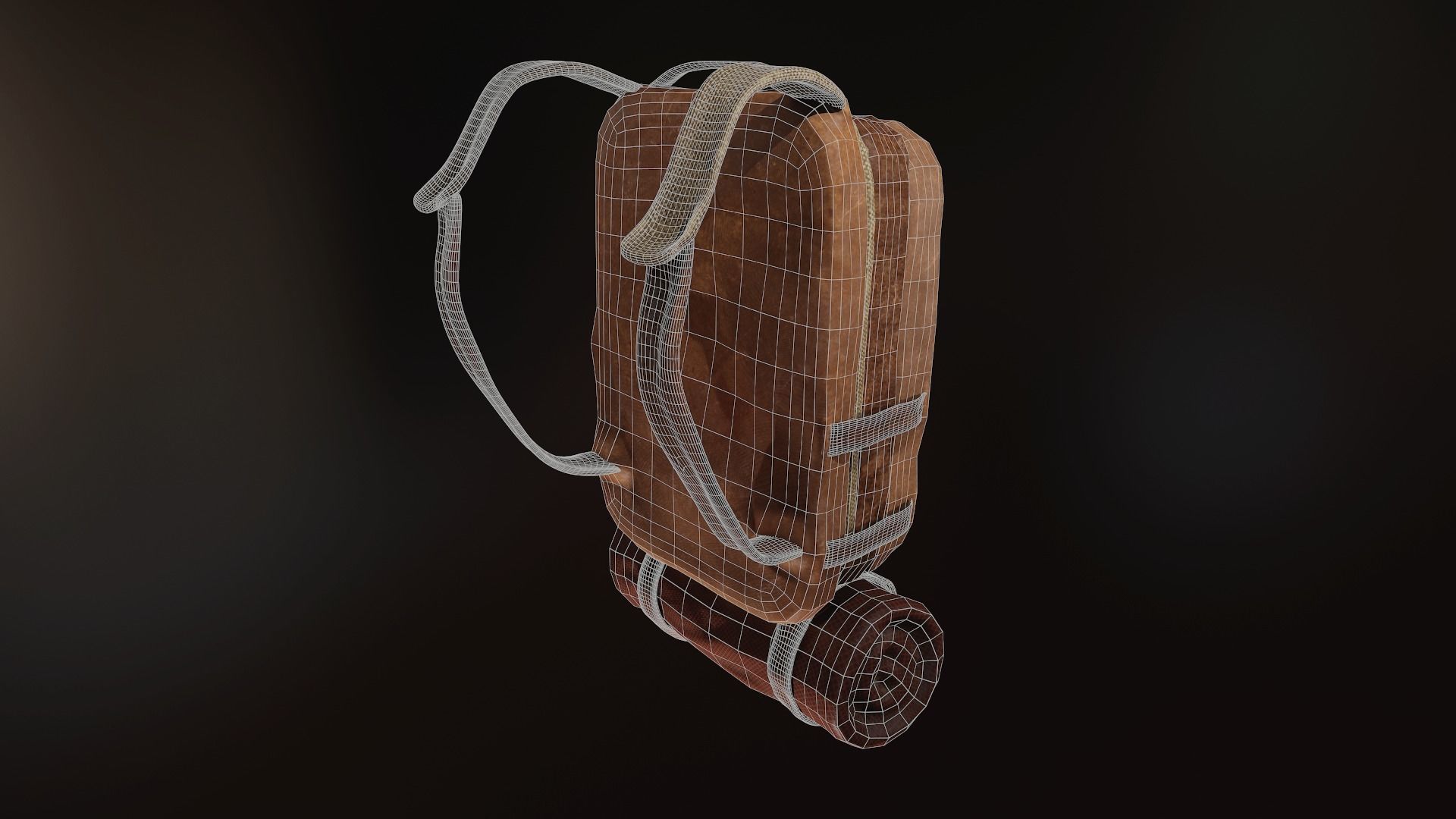Backpack leather Low-poly 3D model_7