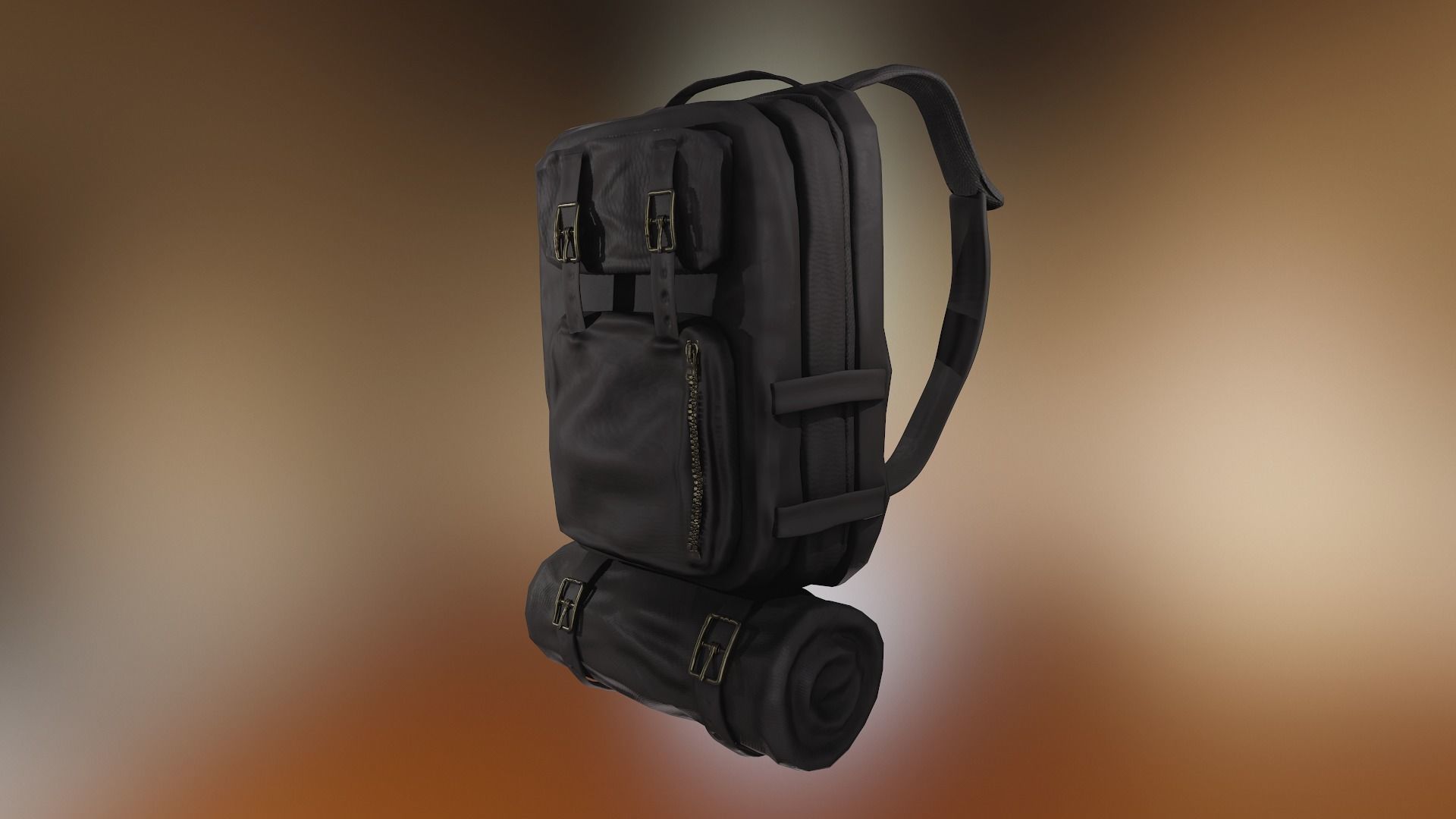 Backpack leather Low-poly 3D model_9