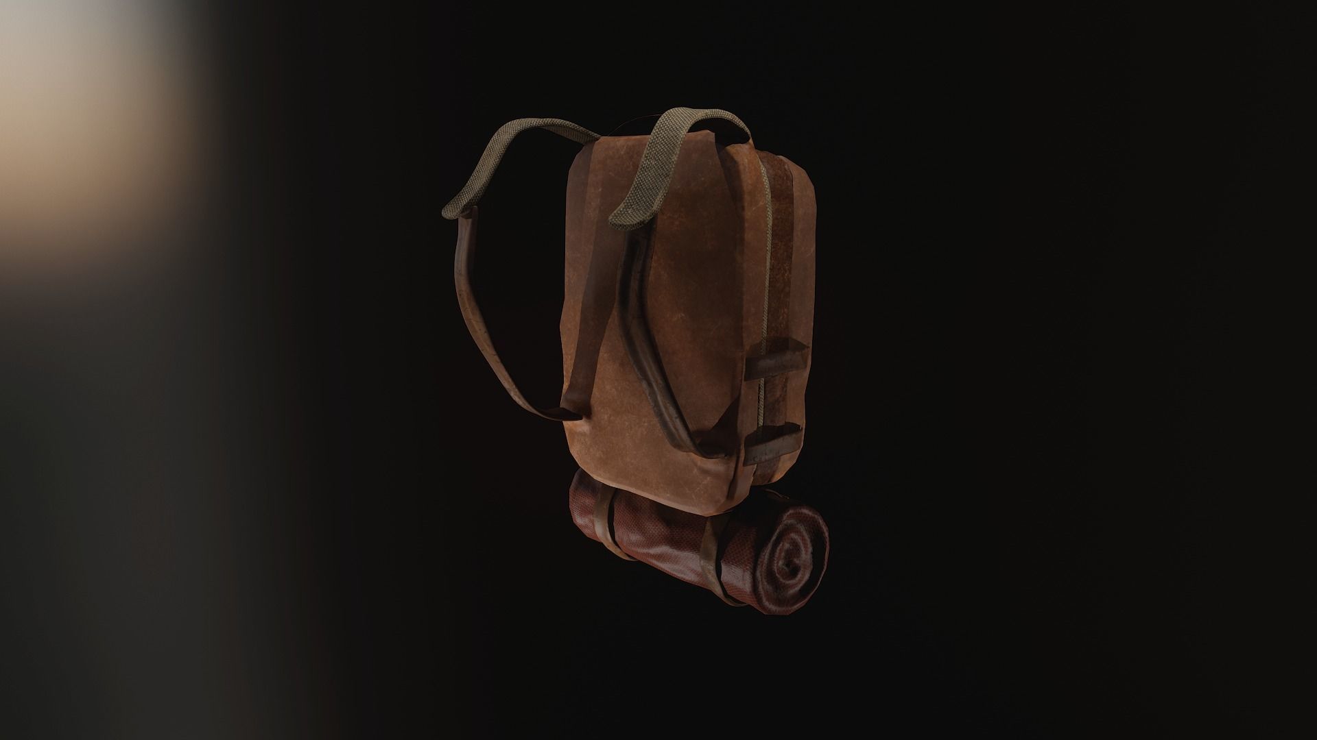 Backpack leather Low-poly 3D model_3