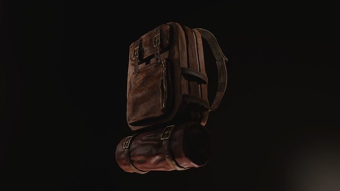 Backpack leather Low-poly 3D model