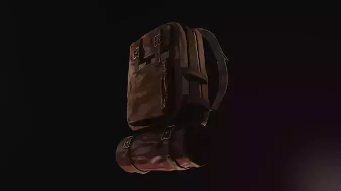 Backpack leather Low-poly 3D model Backpack leather Low-poly 3D model