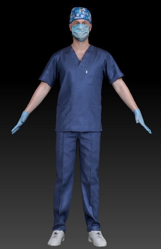 Medical doctor with PBR tex animated in 5 styles Low-poly 3D model_9