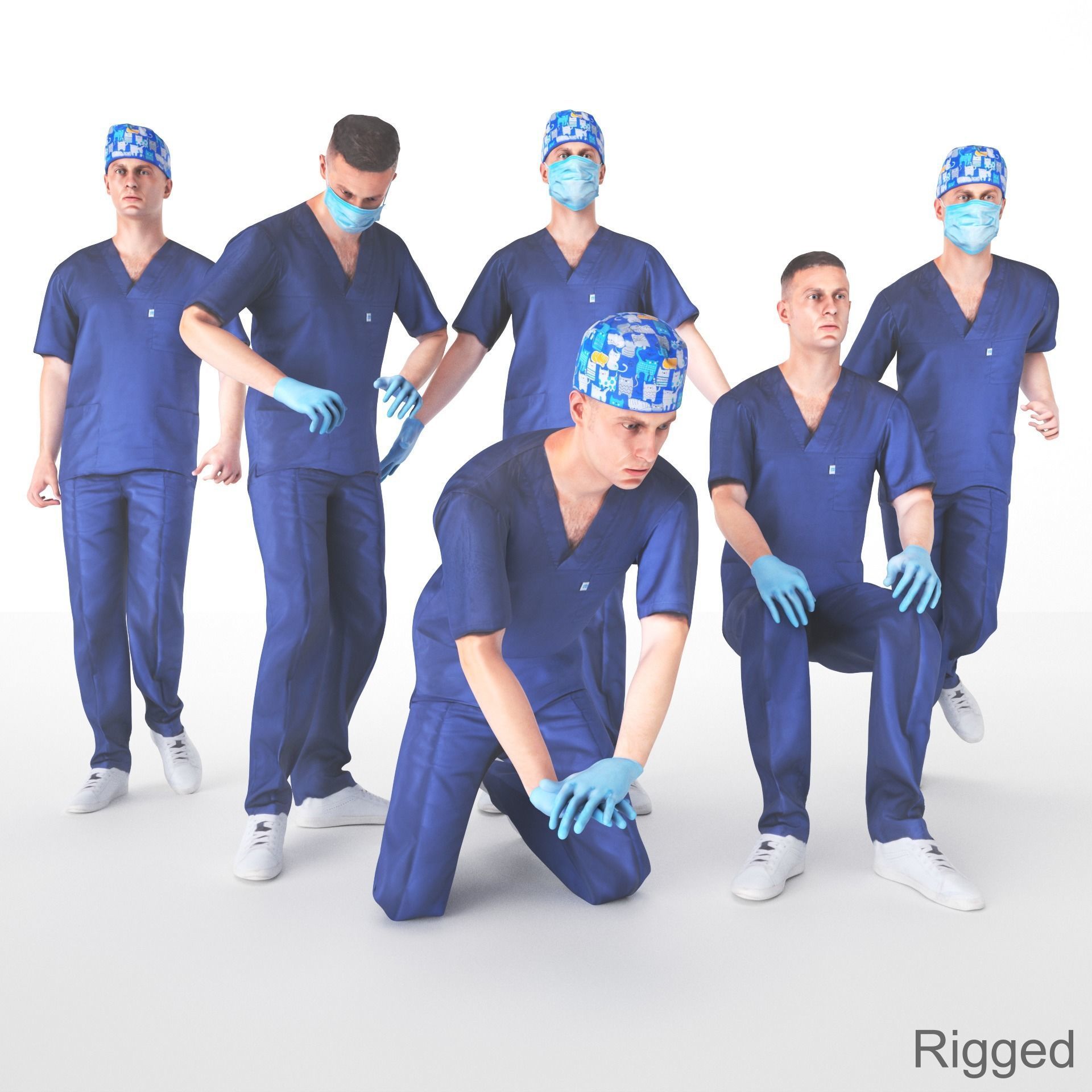 Medical doctor with PBR tex animated in 5 styles Low-poly 3D model_4